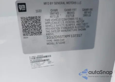 2023 Chevrolet Malibu Fwd 1Lt z USA, uszkodzony, nr VIN 1G1ZD5STXPF137317